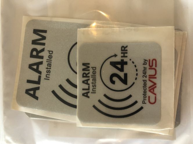 Hovedbilde Alarmklistremerker og skilt Cavius